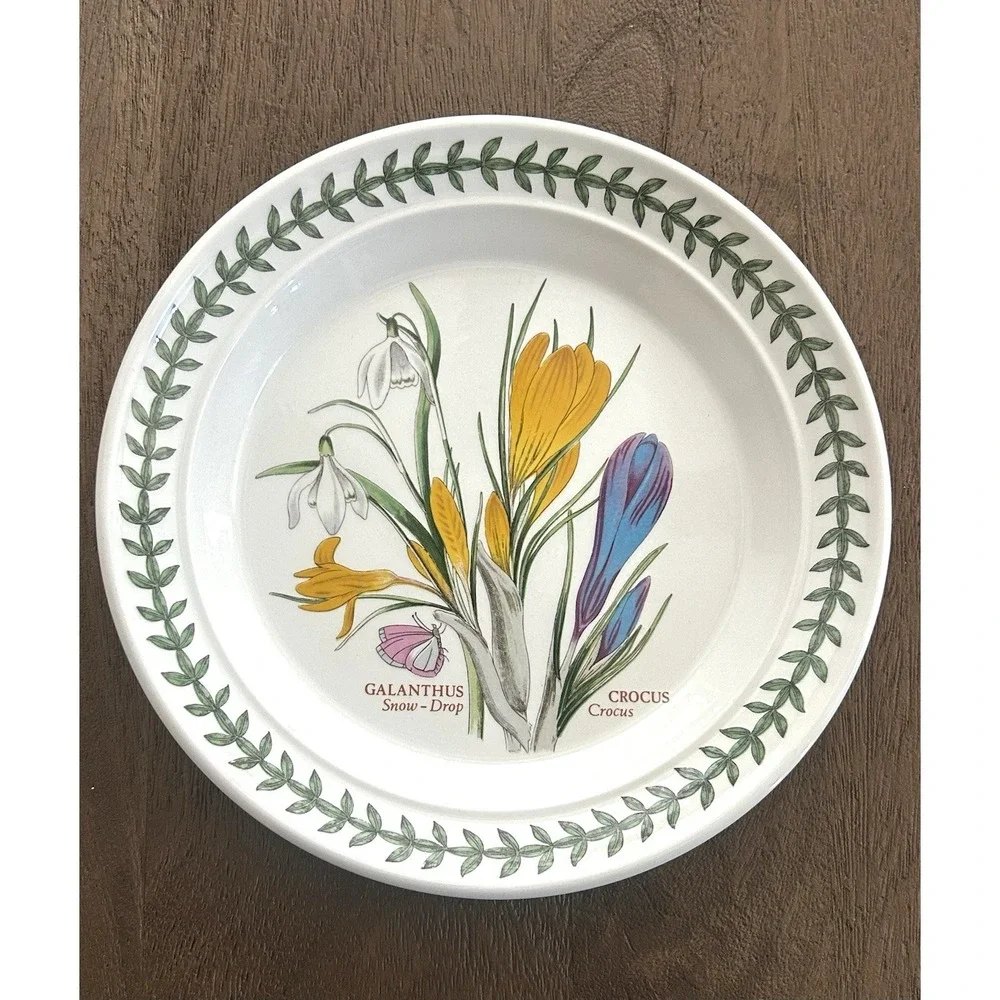 Portmeirion Botanic Garden Bread & Butter Plate Galanthus Crocus Snow Drop 7.25